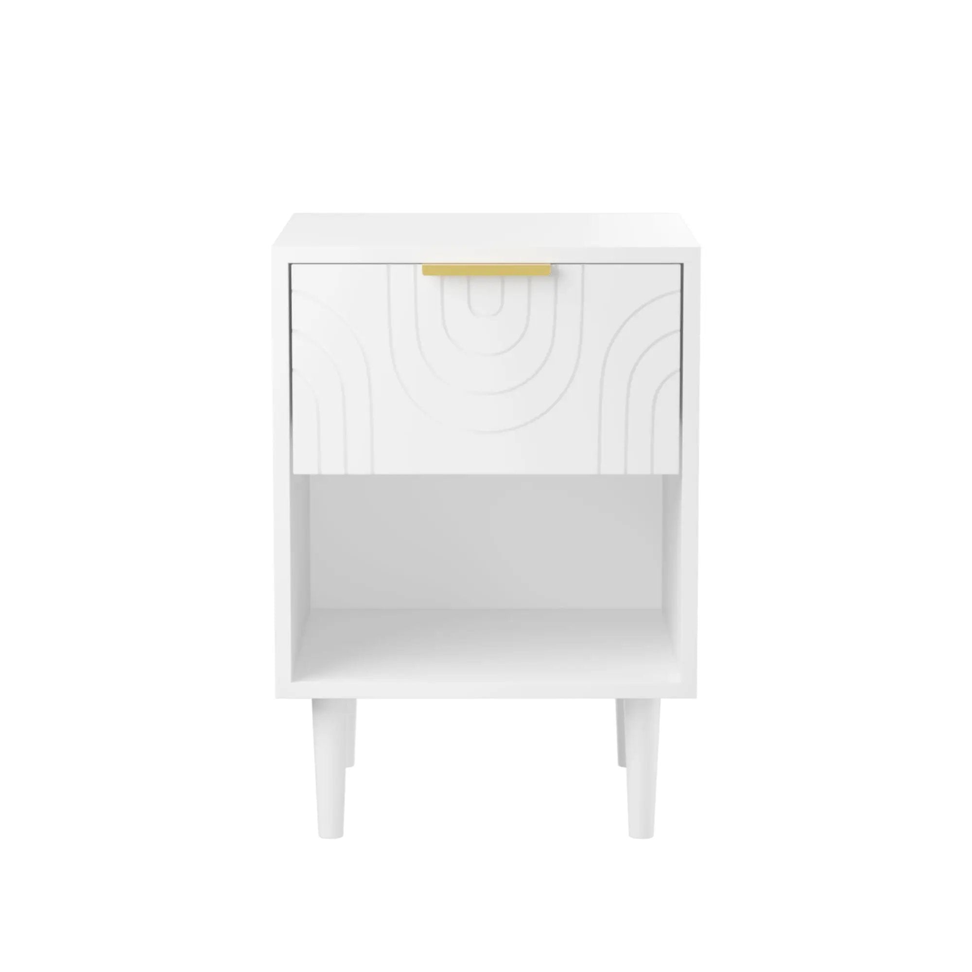 Nightstand With 1 Drawer And Open Shelf - White by Unique Piece Furniture