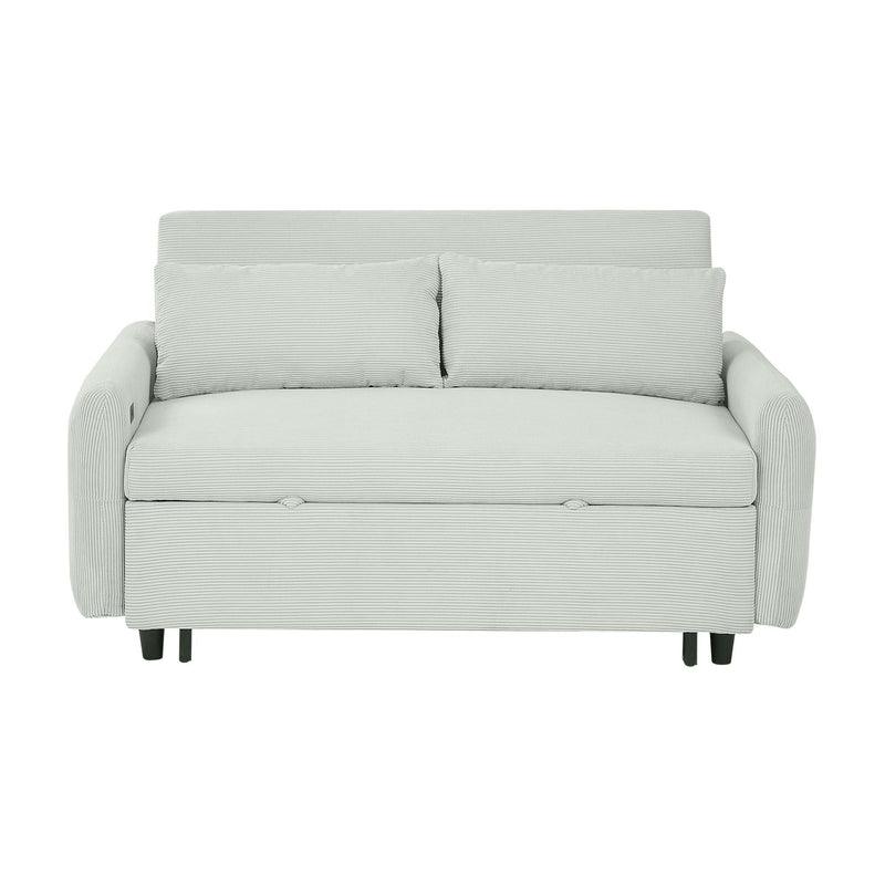 Pull-Out 2 Seat Modern Sleeper Sofa With 2 Throw Pillows And USB Ports by HouseOfZazla