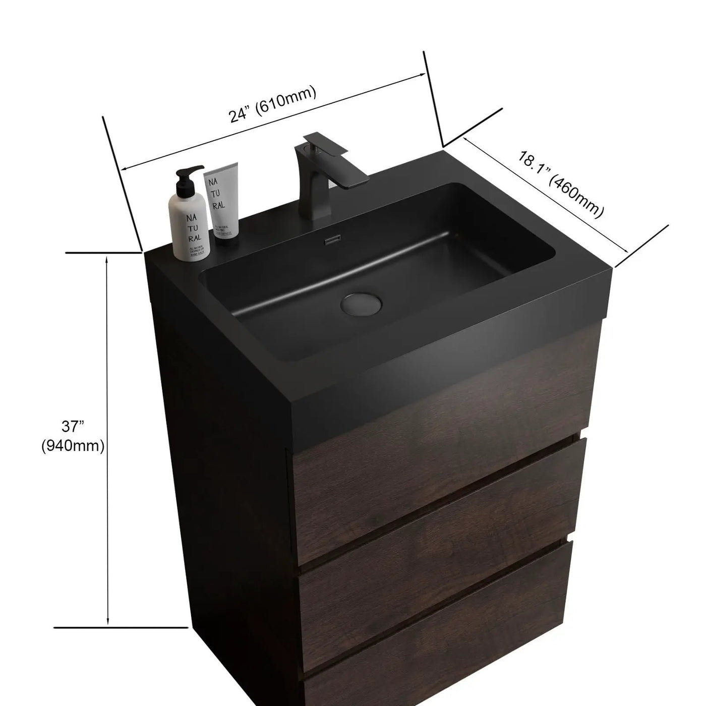 Alice - Bathroom Vanity With Large Storage Freestanding Bathroom Vanity, Sink For Modern Bathroom, One-Piece Sink Basin Without Drain And Faucet by HouseOfZazla