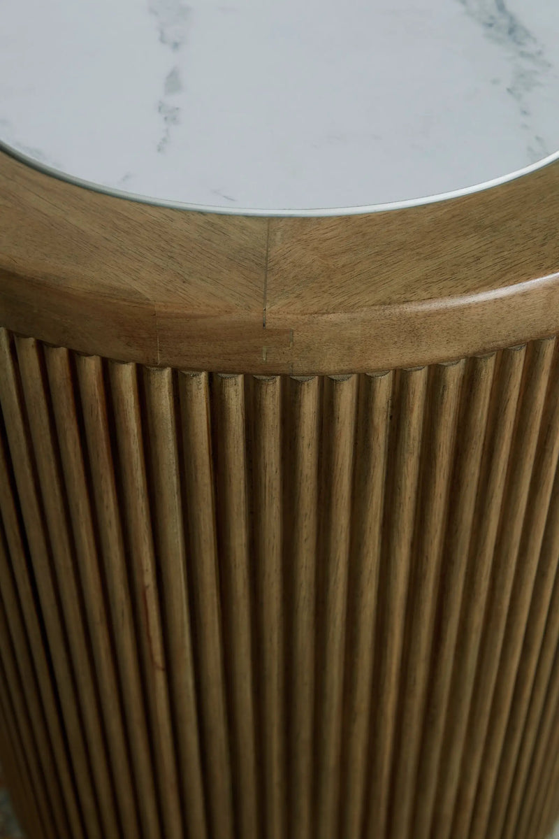 Camdill - Round End Table - Light Brown / White by Unique Piece Furniture