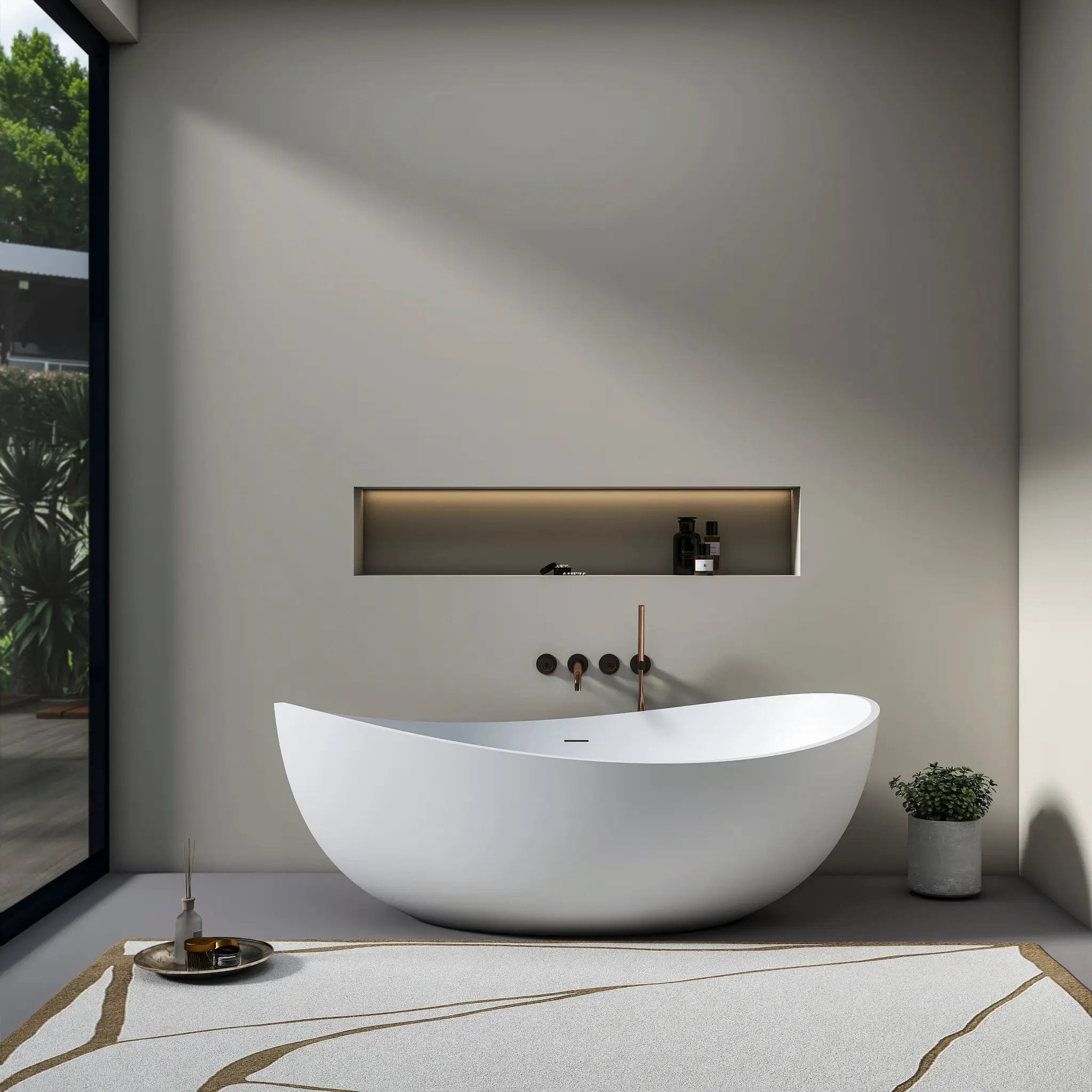 70 Inch Freestanding Solid Surface Soaking Bathtub by HouseOfZazla