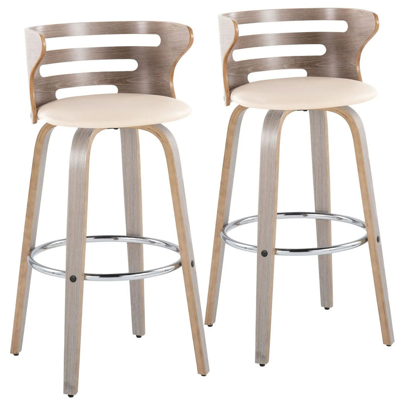 Cosini - Mid Century Modern Fixed Height, Barstool With Swivel With Round Footrest (Set of 2) by Unique Piece Furniture