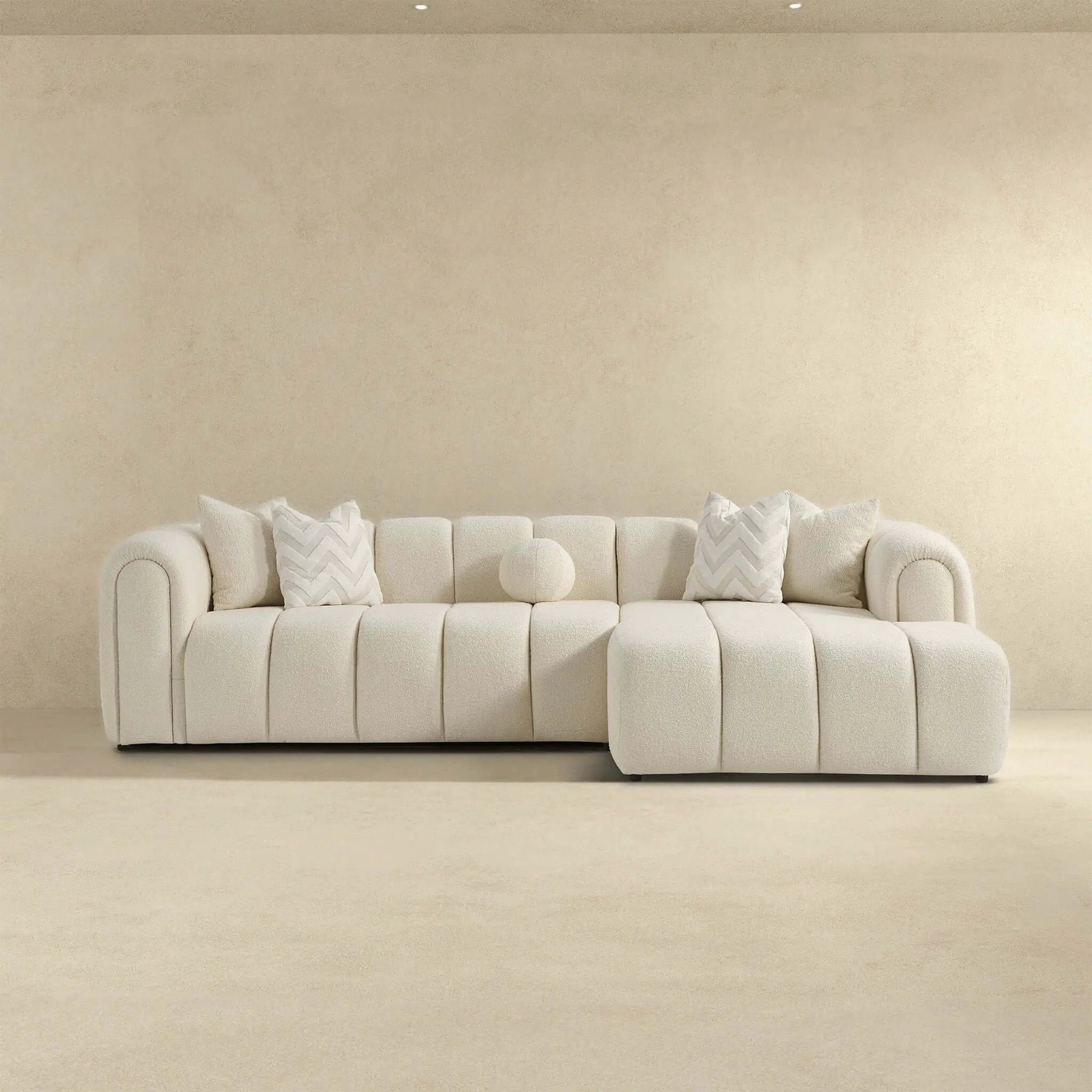 Beatrice - Modern Tufted Right Sectional Sofa - Ivory by HouseOfZazla