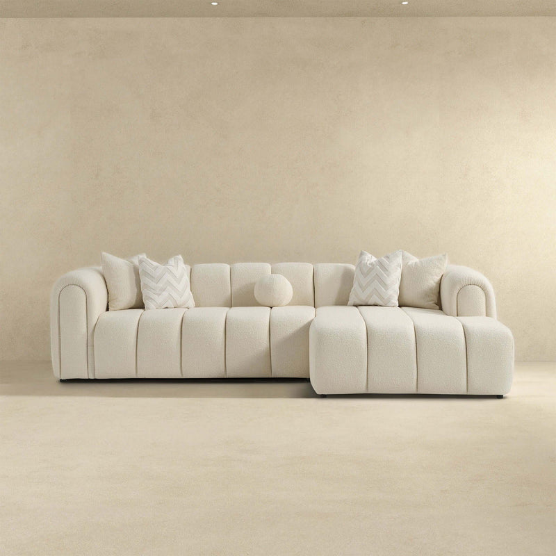 Beatrice - Modern Tufted Right Sectional Sofa - Ivory by HouseOfZazla