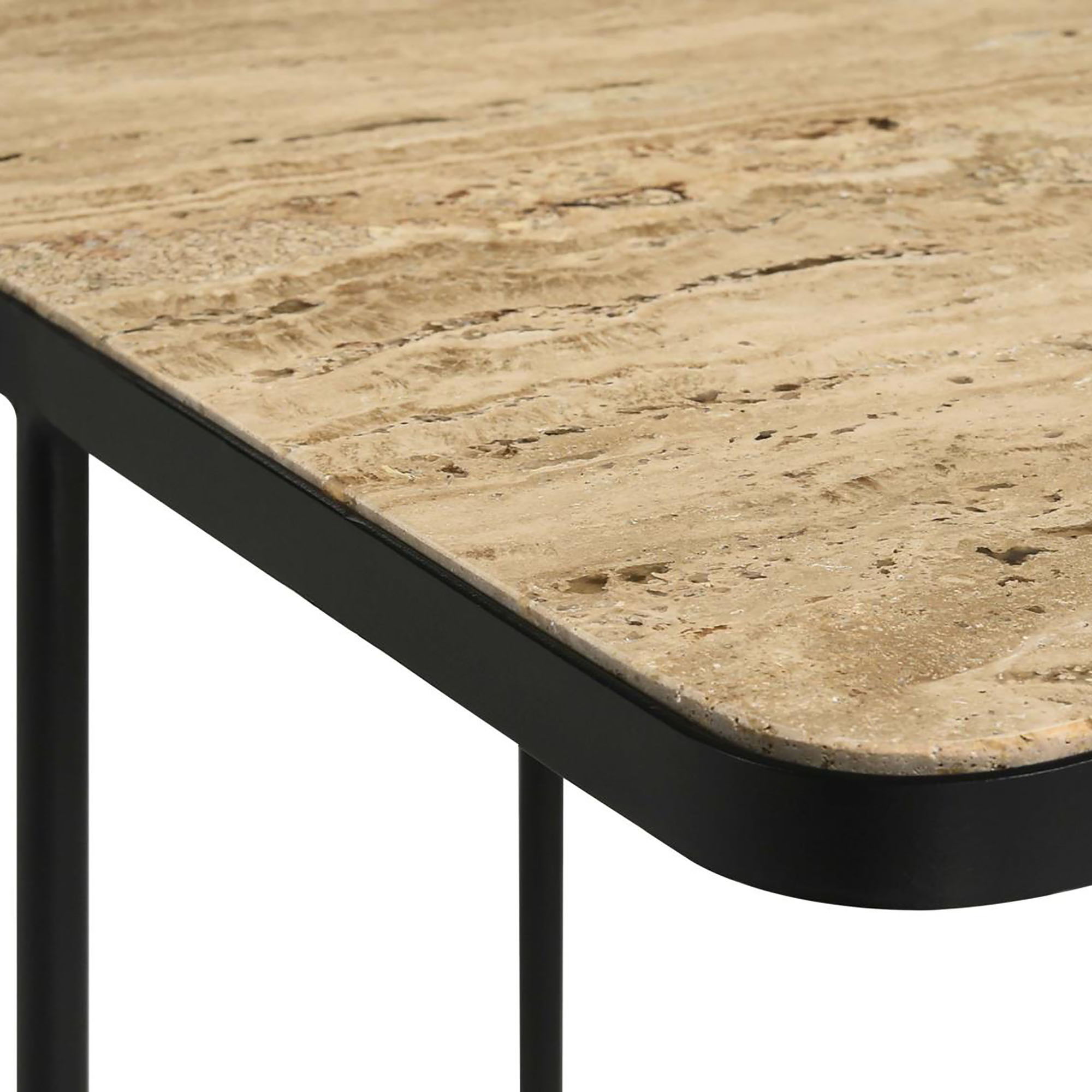 Travertine Accent Table Geometric Design - Brown by HouseOfZazla