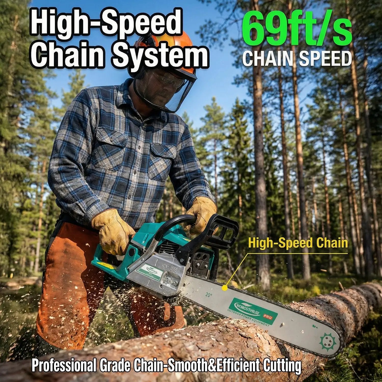 62CC 2-Stroke 20" Gasoline Chainsaw by HouseOfZazla