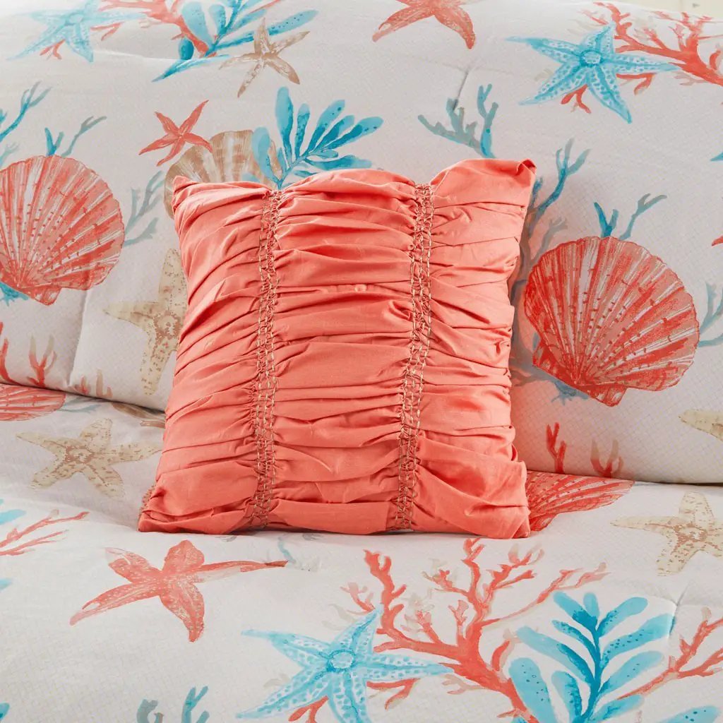 7 Piece Cotton Sateen Comforter Set Coral King by HouseOfZazla