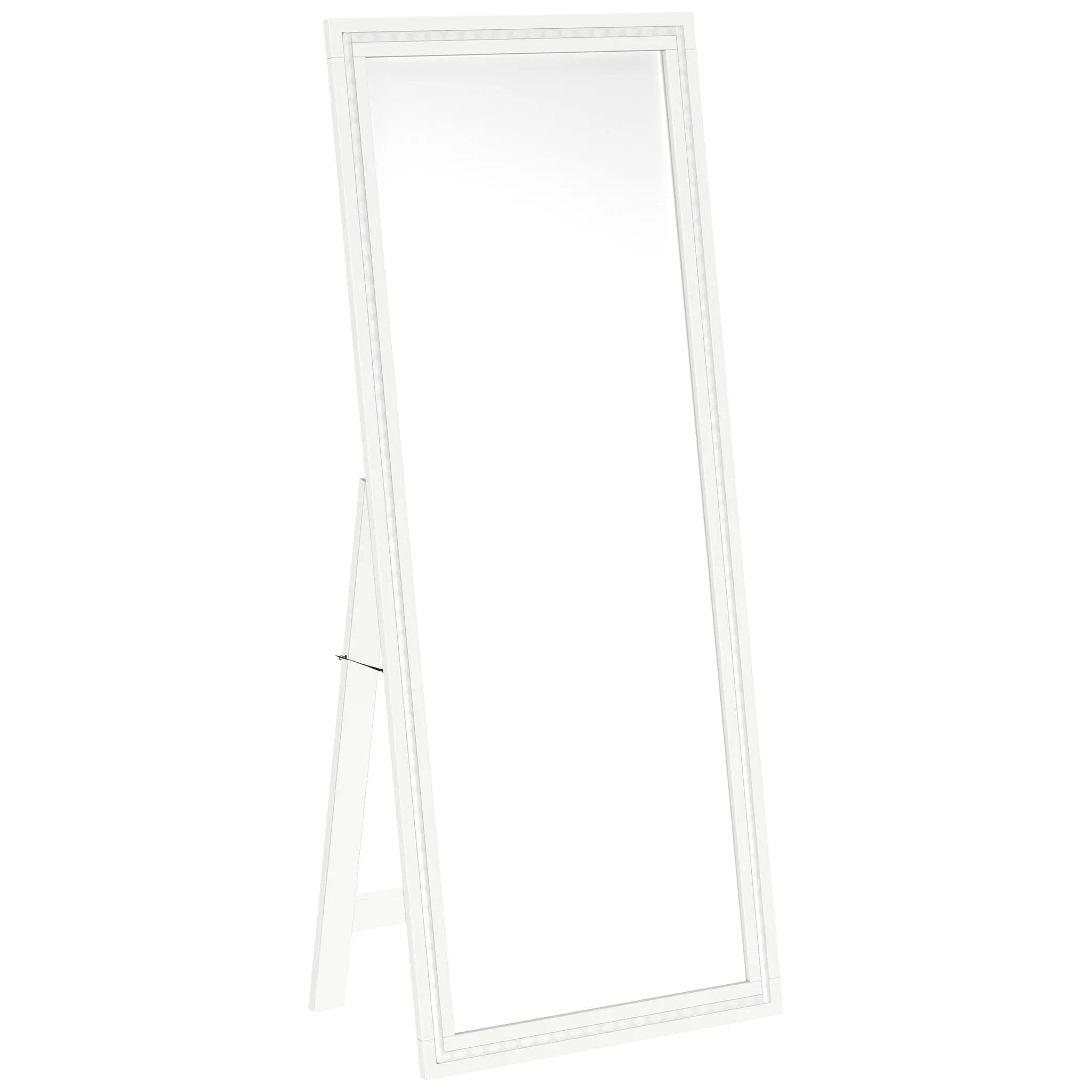 Windrose 28 x 67 Inch Tempered LED Standing Mirror White by Unique Piece Furniture