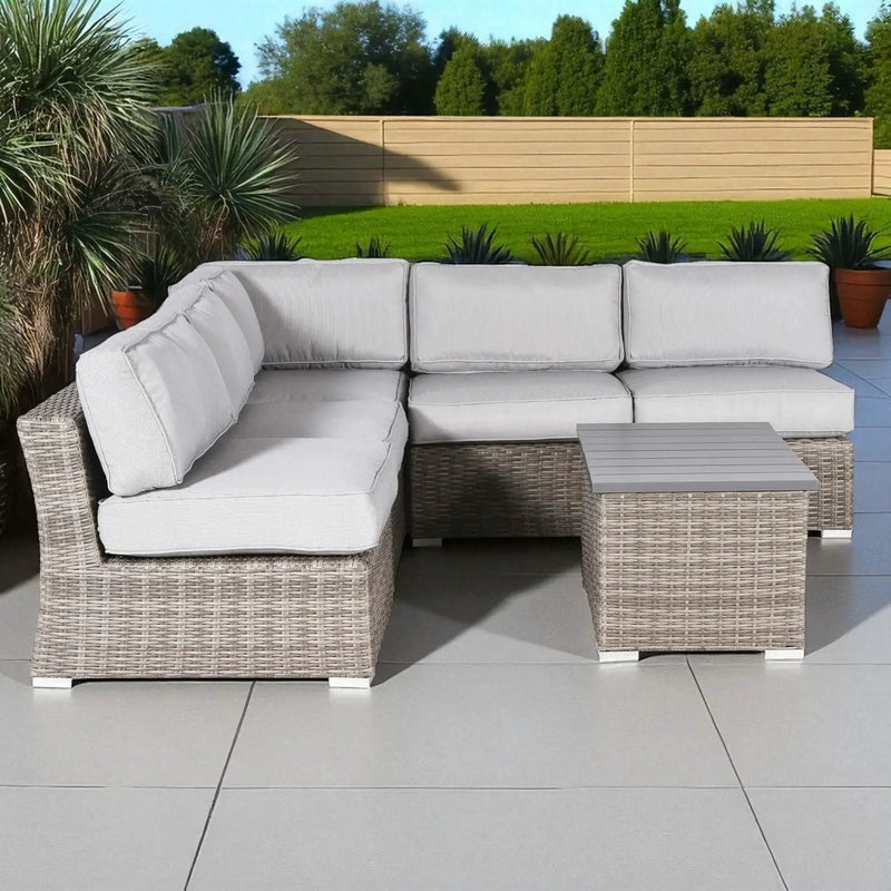 Wicker Sectional Sofa With Cushions And Table by Unique Piece Furniture