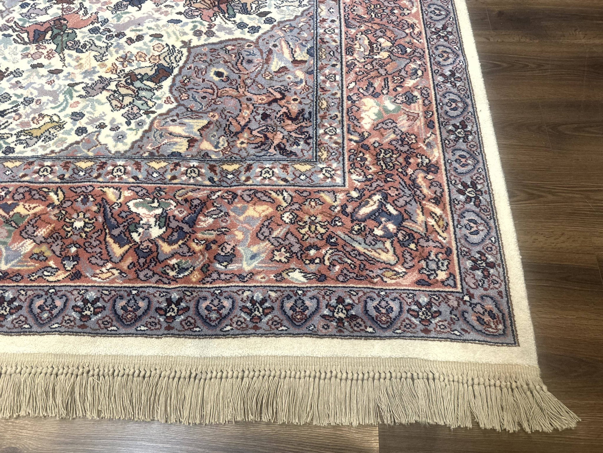 8.8 x 12 Karastan Ivory Hunting Rug #751, Vintage Wool Discontinued Original 700 Series, Rare by Jewel Rugs