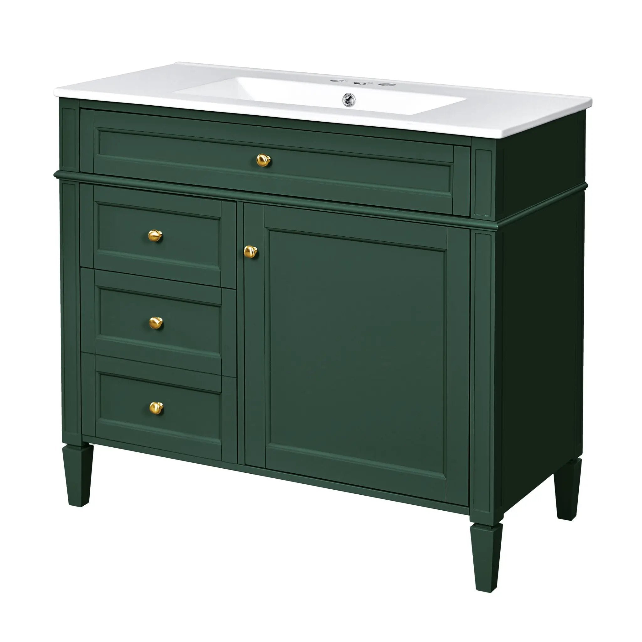 Bathroom Vanity With Top Sink, 2 Drawers And Tip Out Drawer by Unique Piece Furniture