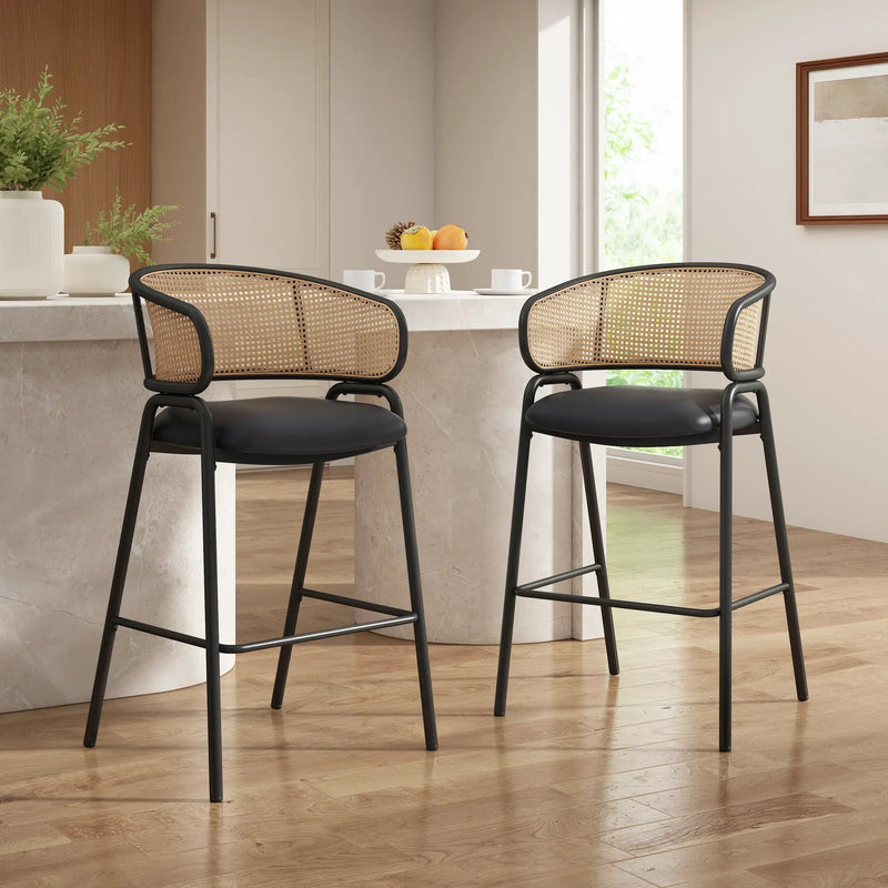 Ethan Indoor Metal Upholstered Barstool Set of 2 by HouseOfZazla