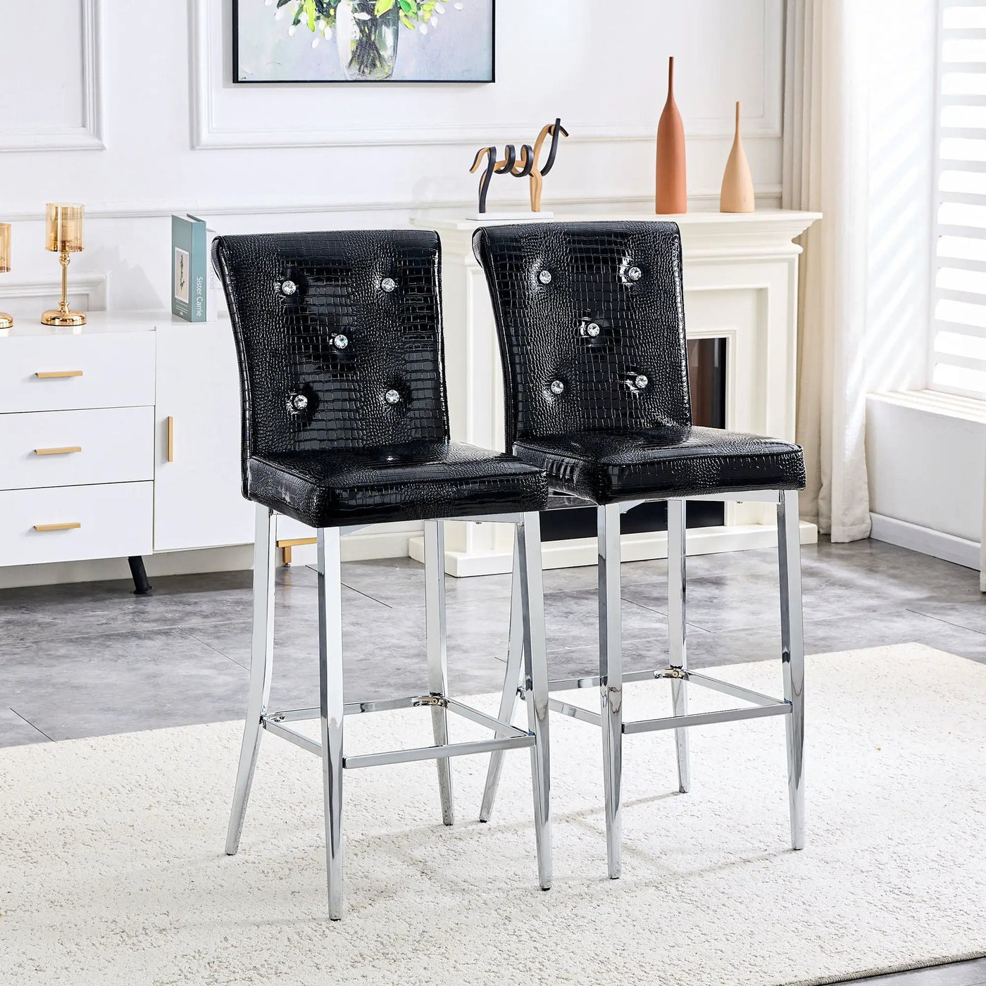 Bar Chairs & Crystal Clasp Design (Set of 2) by HouseOfZazla