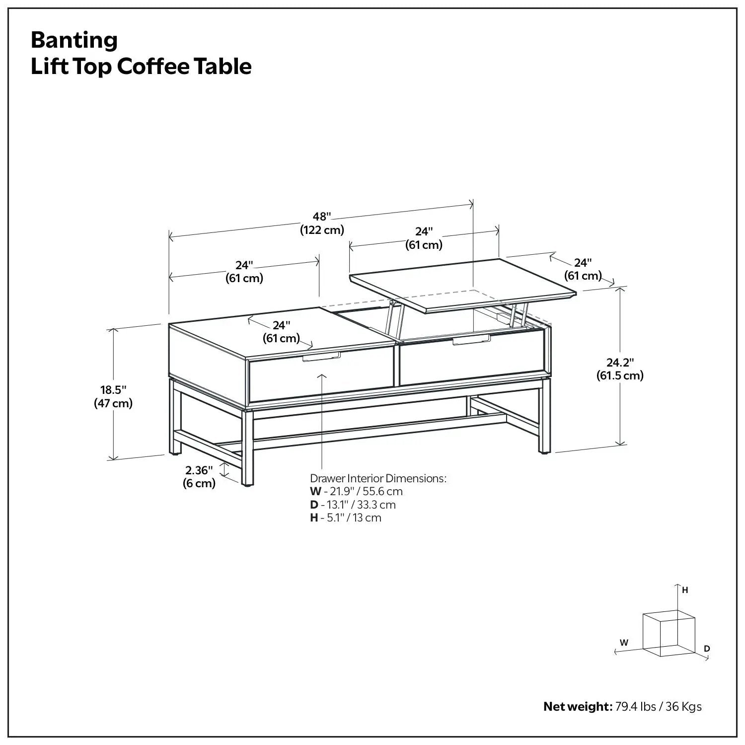 Banting - Lift Top Coffee Table - Walnut Brown by Unique Piece Furniture