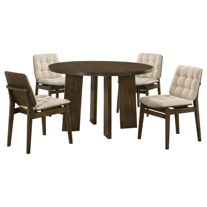 Strouse 5-piece Dining Set Cream and Walnut by Unique Piece Furniture