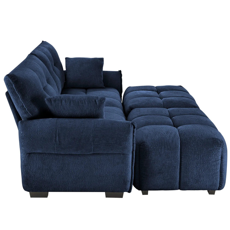 Sofa Set With Ottoman And Pillows, Textured, High Resilience Cushions by HouseOfZazla