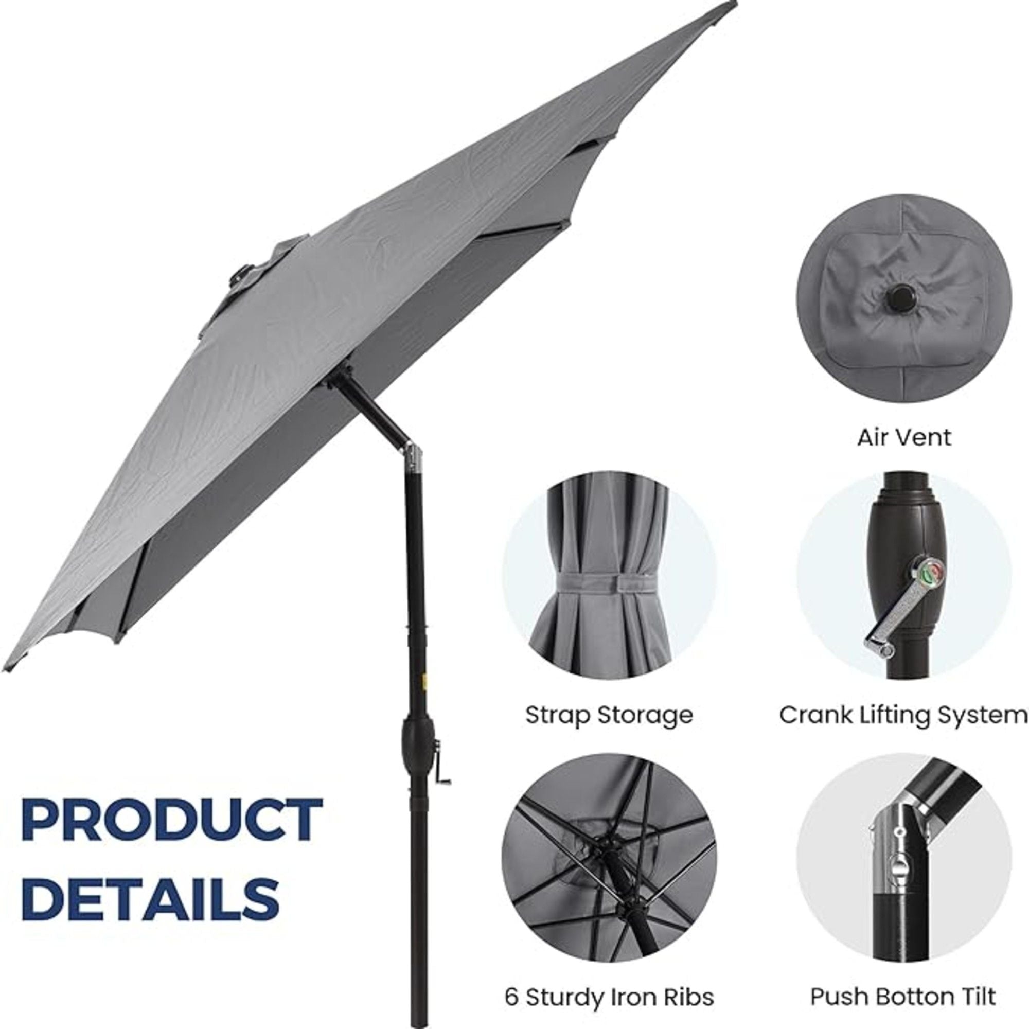Rectangular Patio Umbrella With Crank Tilt, Polyester UV-Resistant Canopy by HouseOfZazla