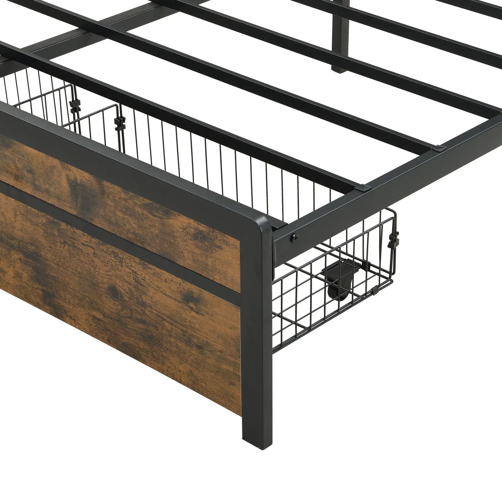 Modern Bed Frame With LED Lights, Upholstered Headboard, USB Charging by HouseOfZazla