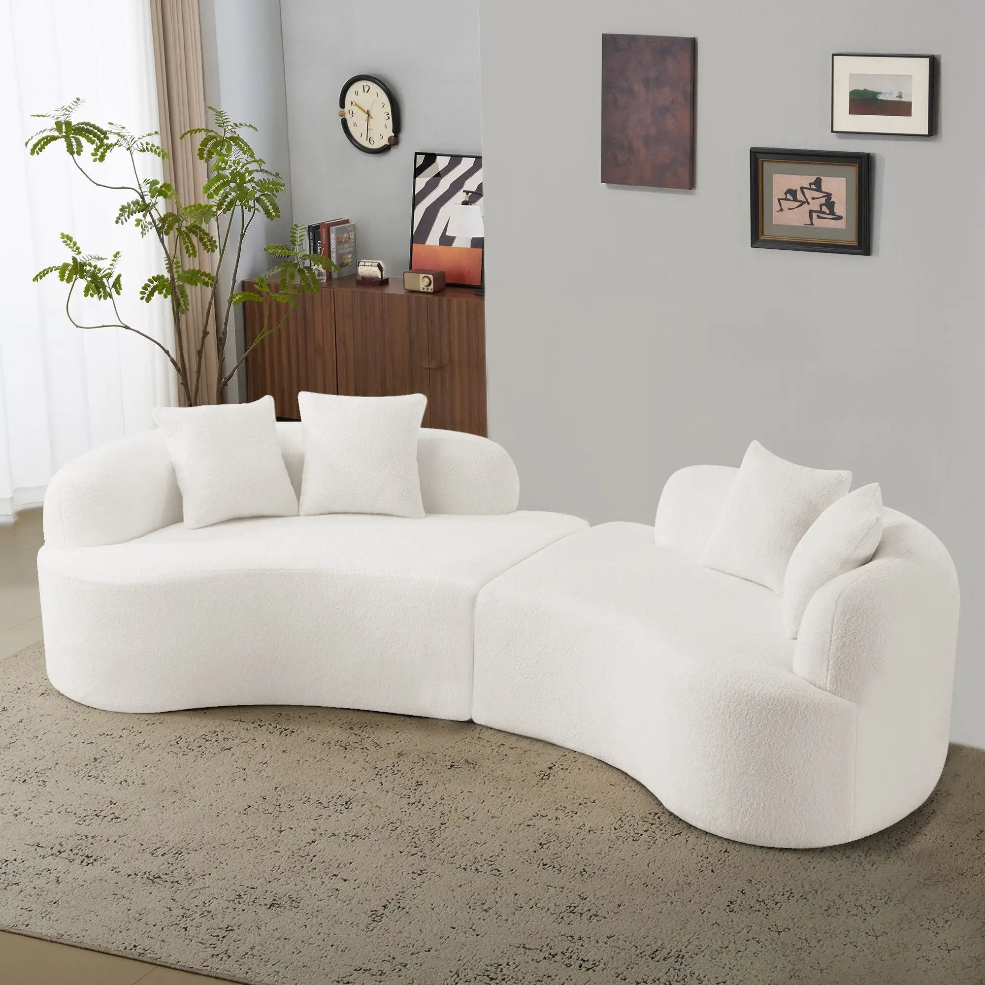 Curved 4 Seater Full Compression Sponge Sofa by Unique Piece Furniture