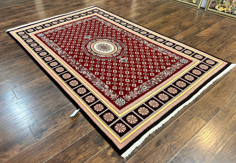 Pakistani Rug 6x9, European Aubusson Design, Wool Handmade Vintage Carpet, Dark Red, 6 x 9 Medium Sized Rug by Jewel Rugs
