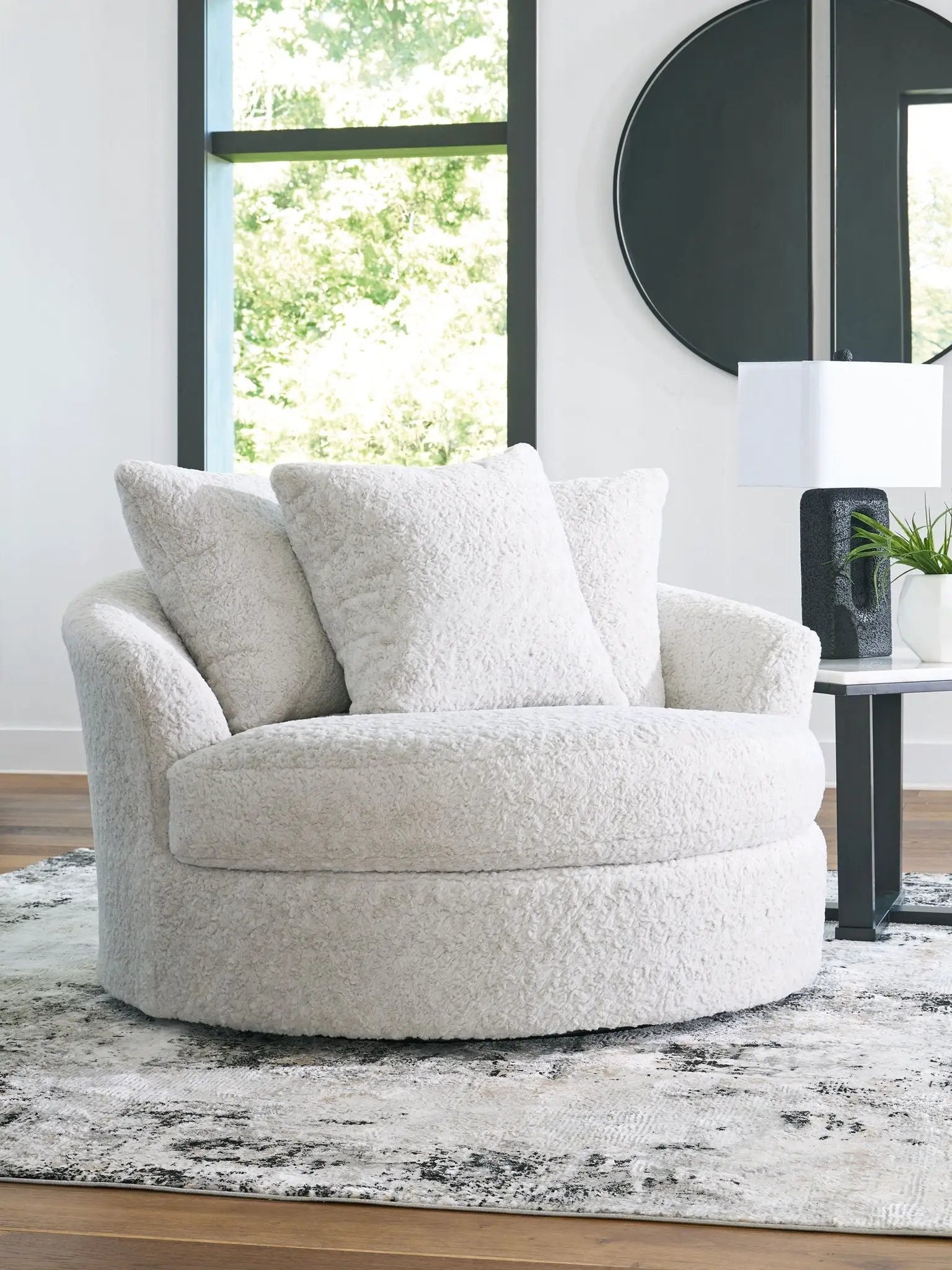 Cuddle Plush - Oversized Swivel Accent Chair - Arctic by Unique Piece Furniture