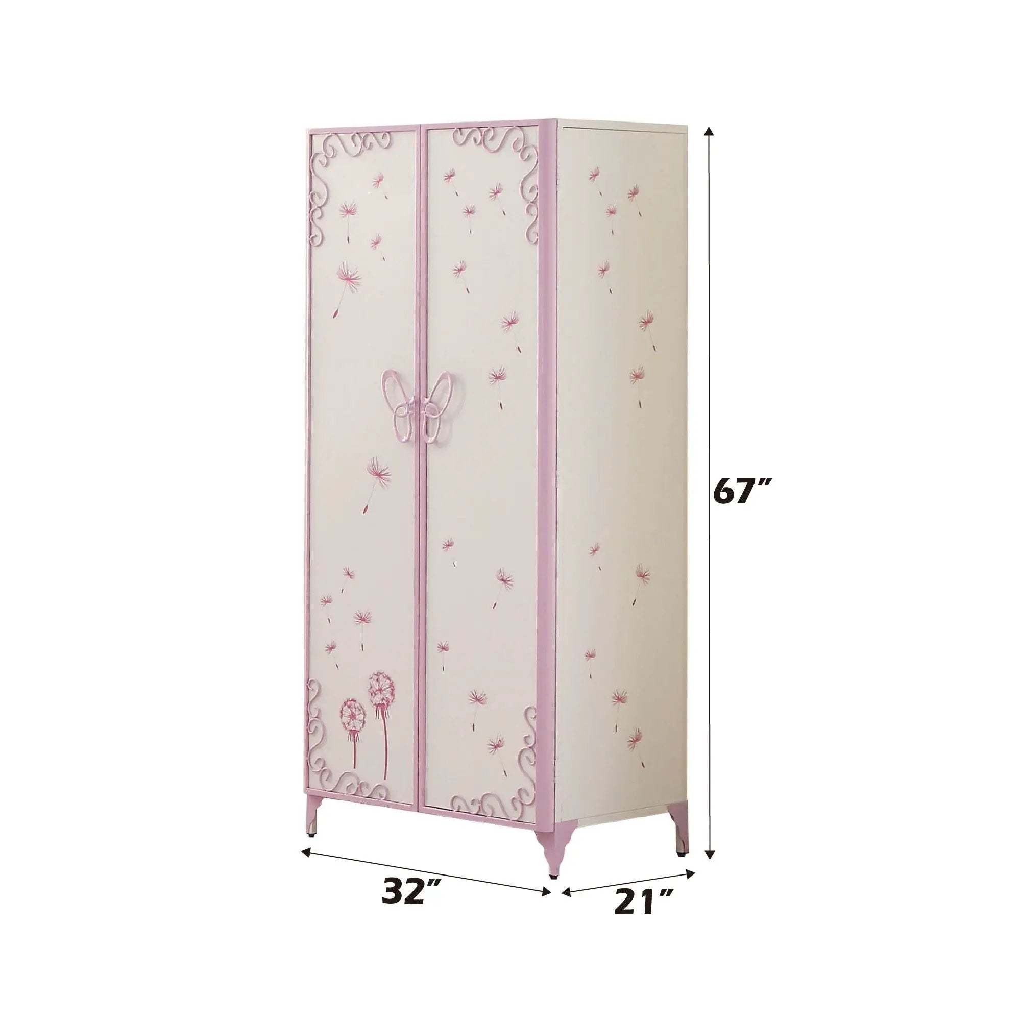 Priya II - Synthetic Leather Purple Wardrobe - Purple / White by Unique Piece Furniture