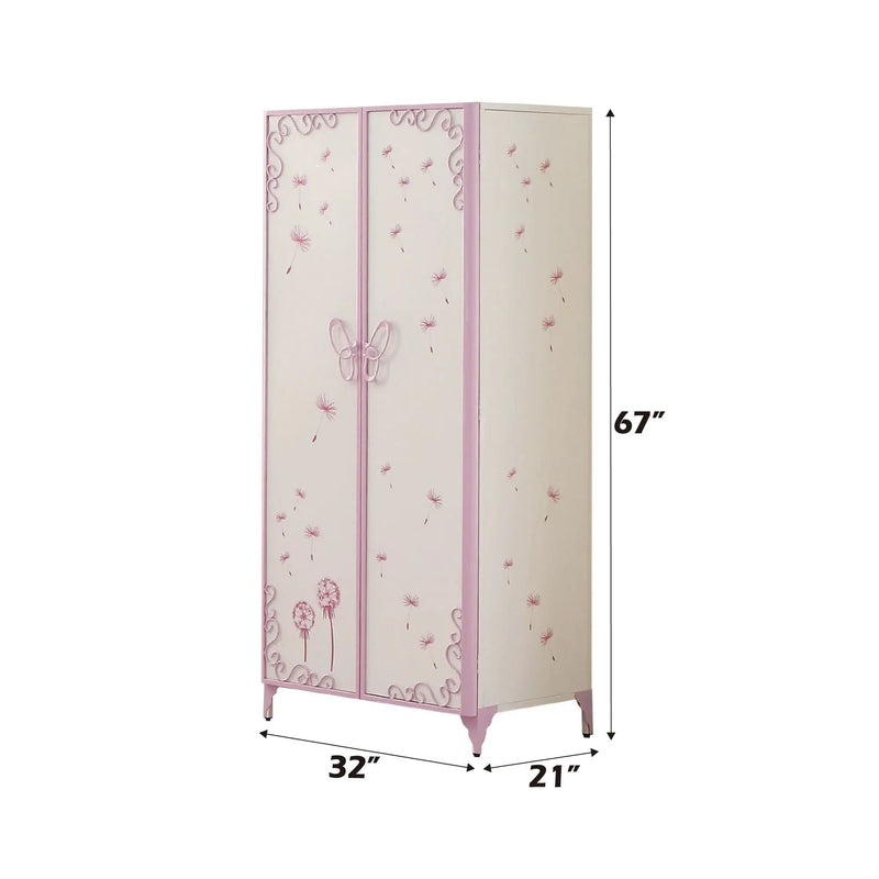 Priya II - Synthetic Leather Purple Wardrobe - Purple / White by Unique Piece Furniture