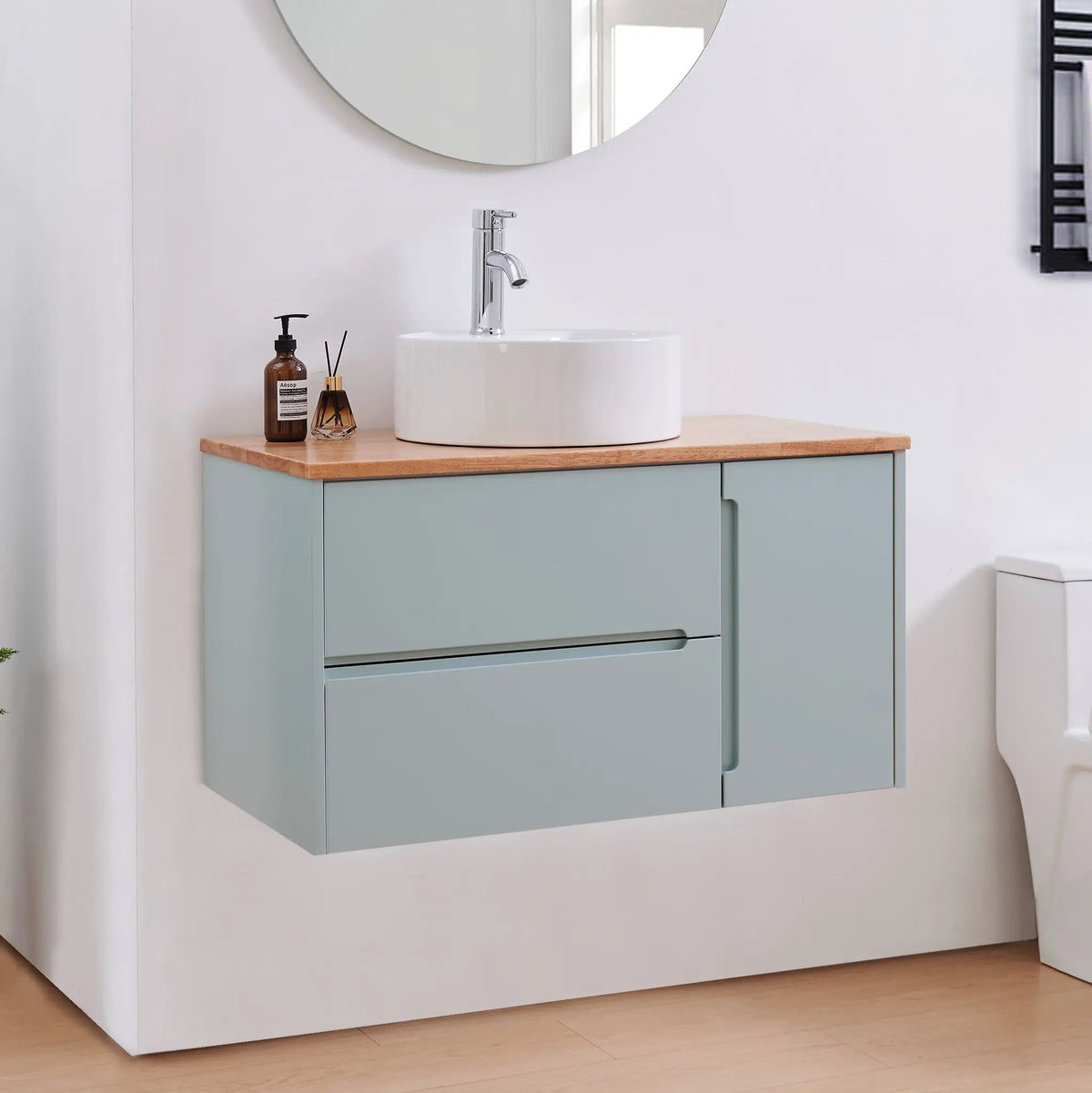36-Inch Double Drawer + Single Door Wall-Mounted Bathroom Vanity, photo 2 of 10
