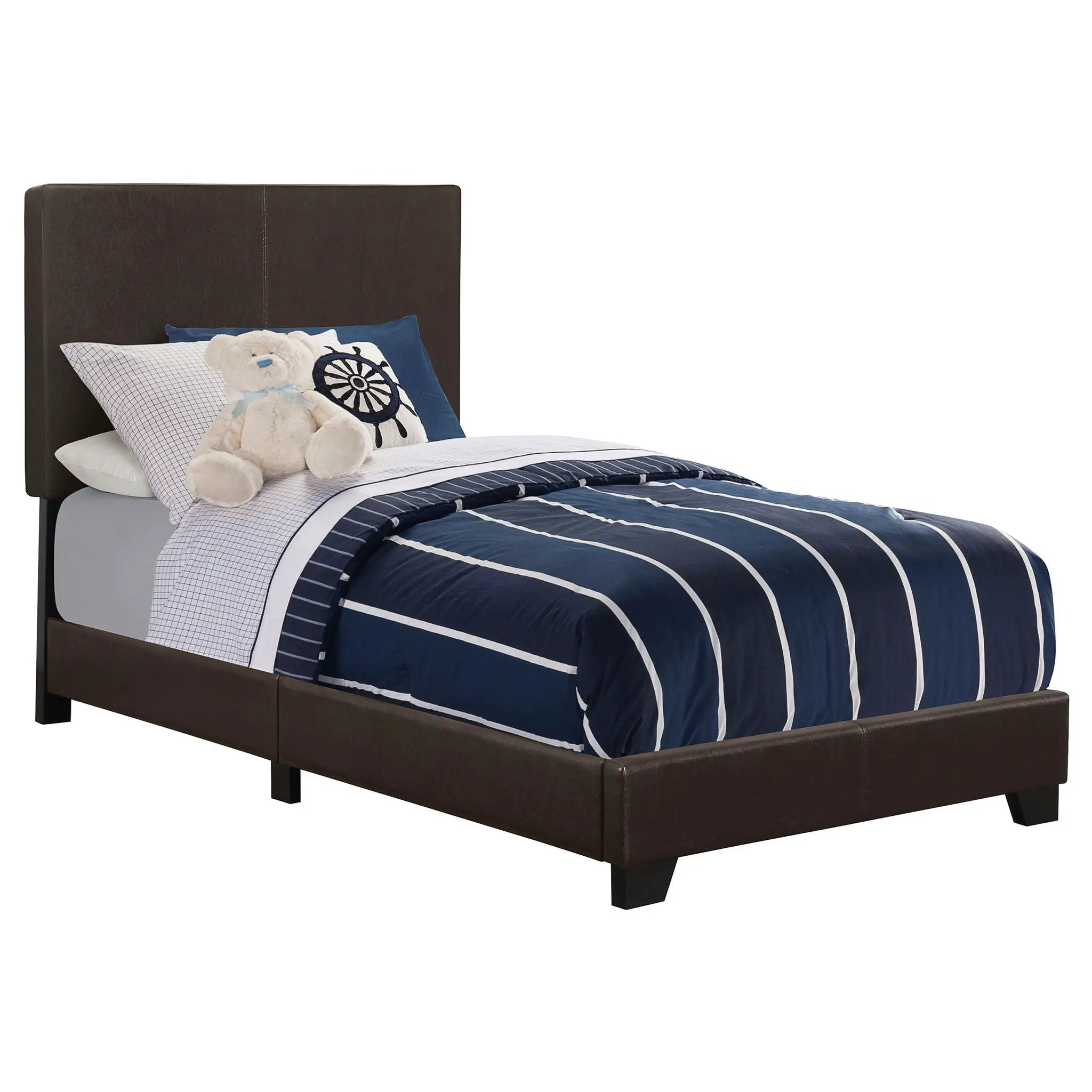 Dorian Faux Leather Upholstered Twin Panel Bed Brown by Unique Piece Furniture