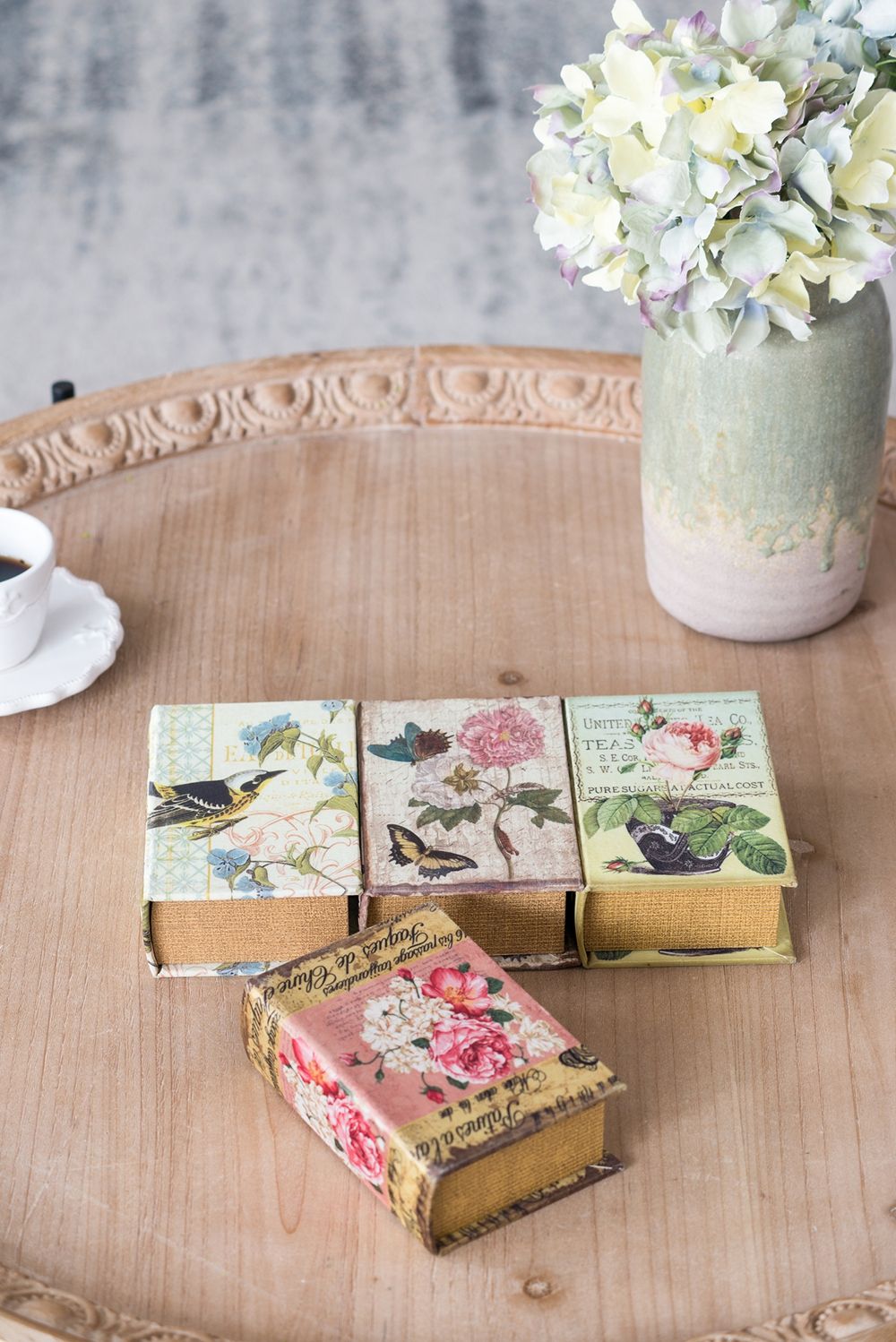 Book Boxes With Birds, Flowers, And Handwriting Design (Set of 4) - Multi by HouseOfZazla