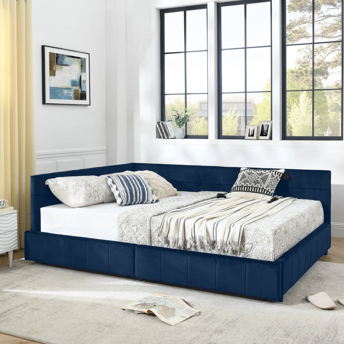 Upholstered Bed Frame With Tufted Backrest And Armrests by HouseOfZazla