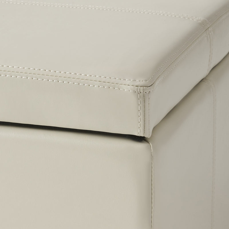 Upholstered PU Leather Storage Ottoman with Solid Wooden Legs by HouseOfZazla