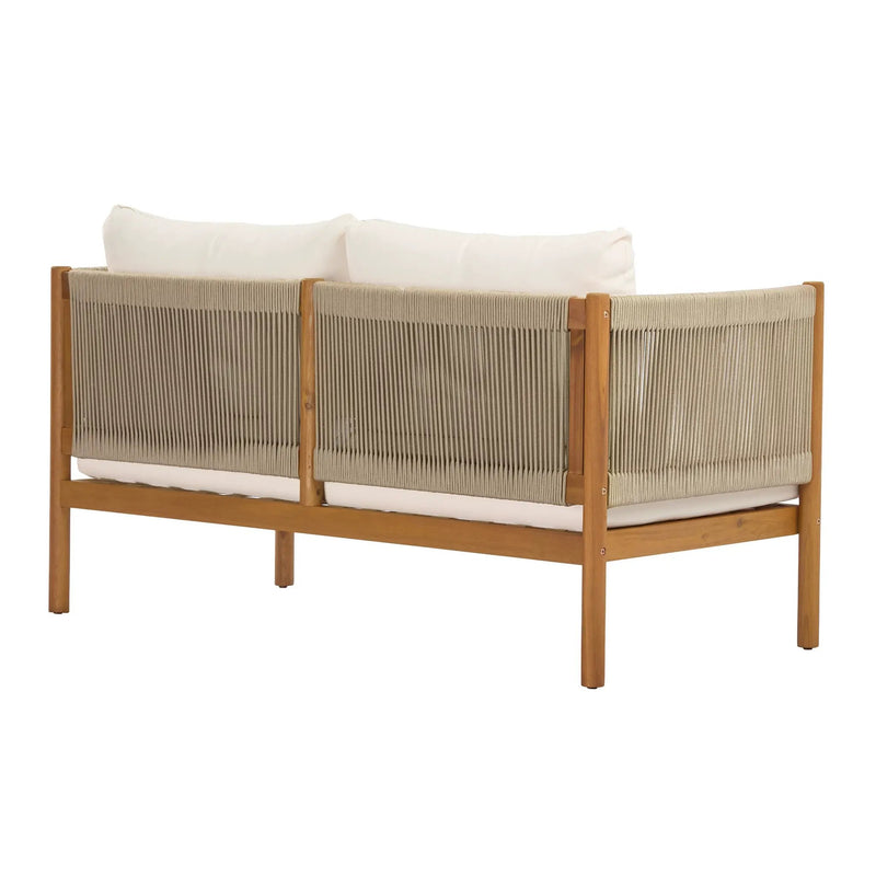 Outdoor Loveseat and Coffee Table Set with Acacia Wood Frame in Teak Look by HouseOfZazla