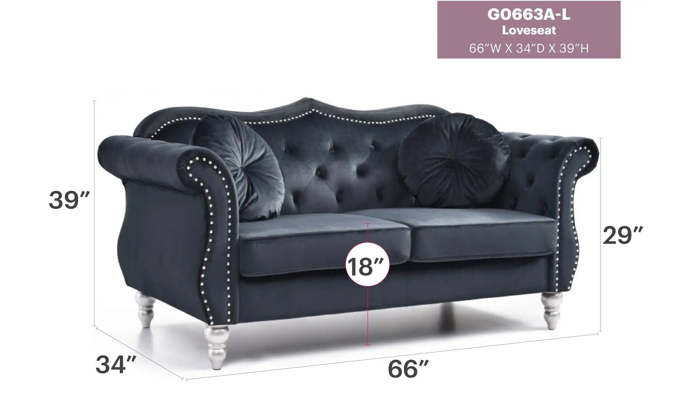 Stylish Flared Arm Loveseat by HouseOfZazla