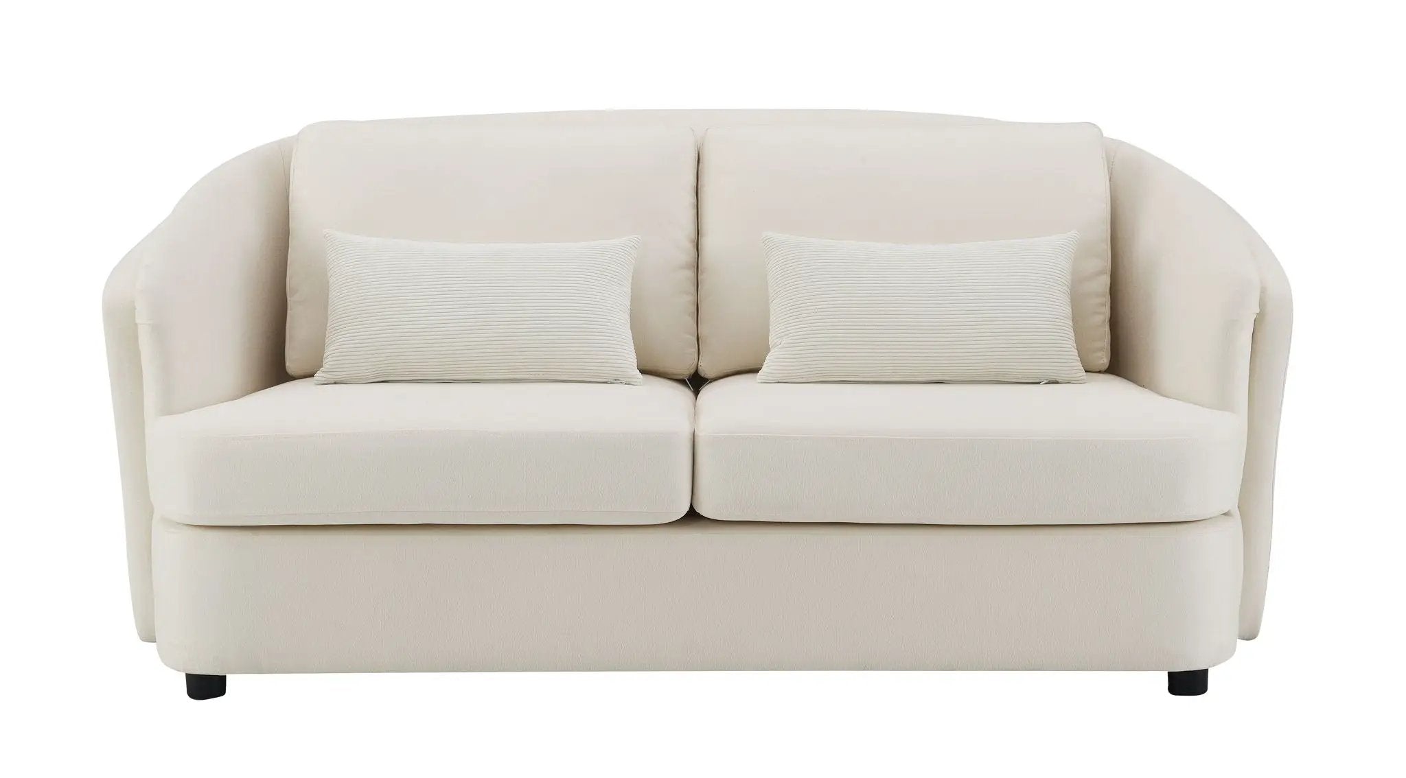 Mariko - Linen Loveseat With 2 Toss Pillows - Beige by HouseOfZazla