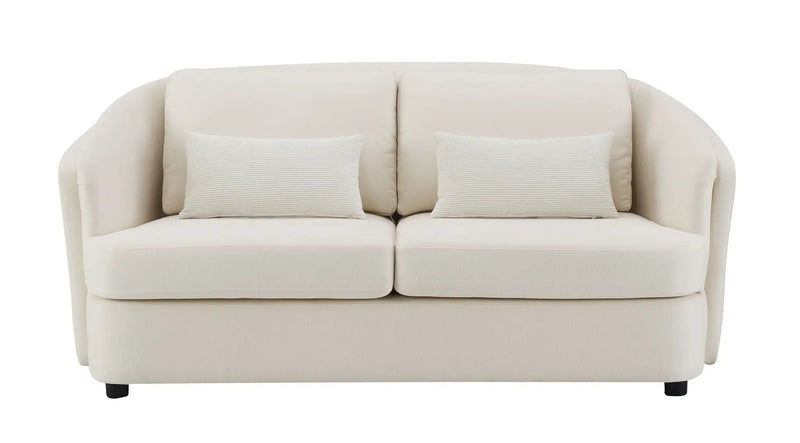 Mariko - Linen Loveseat With 2 Toss Pillows - Beige by HouseOfZazla