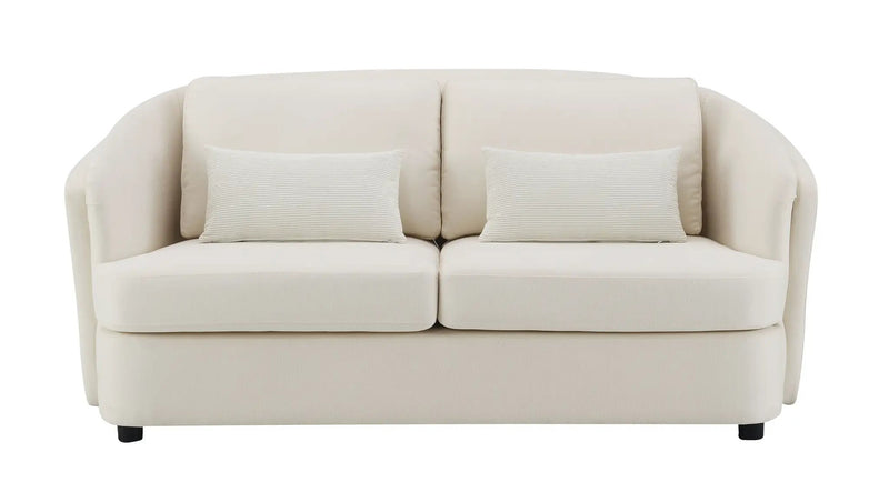Mariko - Linen Loveseat With 2 Toss Pillows - Beige by Unique Piece Furniture