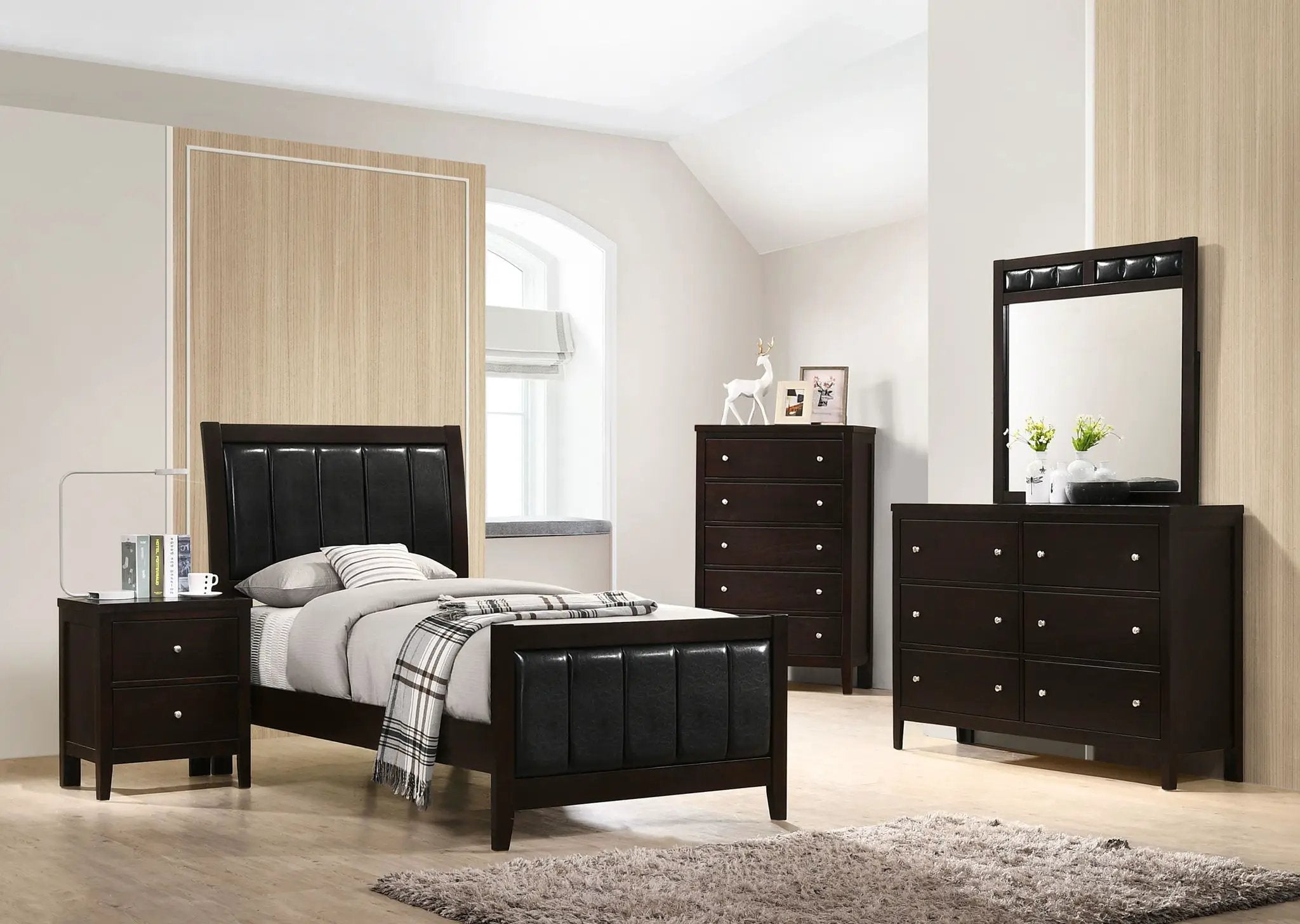 Carlton Wood Twin Panel Bed Cappuccino by Unique Piece Furniture
