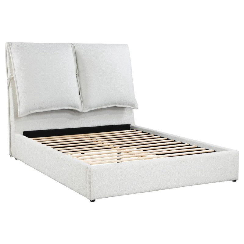 Corwyn - Queen Upholstered Panel Bed With Headboard Pillows - White