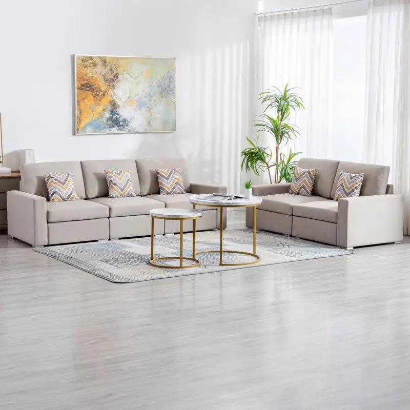 Nolan - Fabric Sofa And Loveseat Living Room With Pillows And Interchangeable Legs by HouseOfZazla