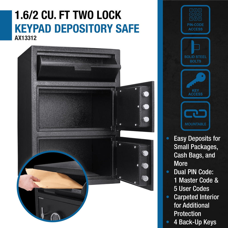 Digital Keypad 2 Lock Depository Safe 1 6 2 Cubic Ft - Black by HouseOfZazla