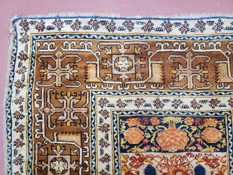 Antique Turkish Anatolian Ghiordes Prayer Rug, Twin Mihrabs, Rare Collectible Oriental Rug, Early 20th Century Prayer Rug, 3'9" x 5'2" by Jewel Rugs