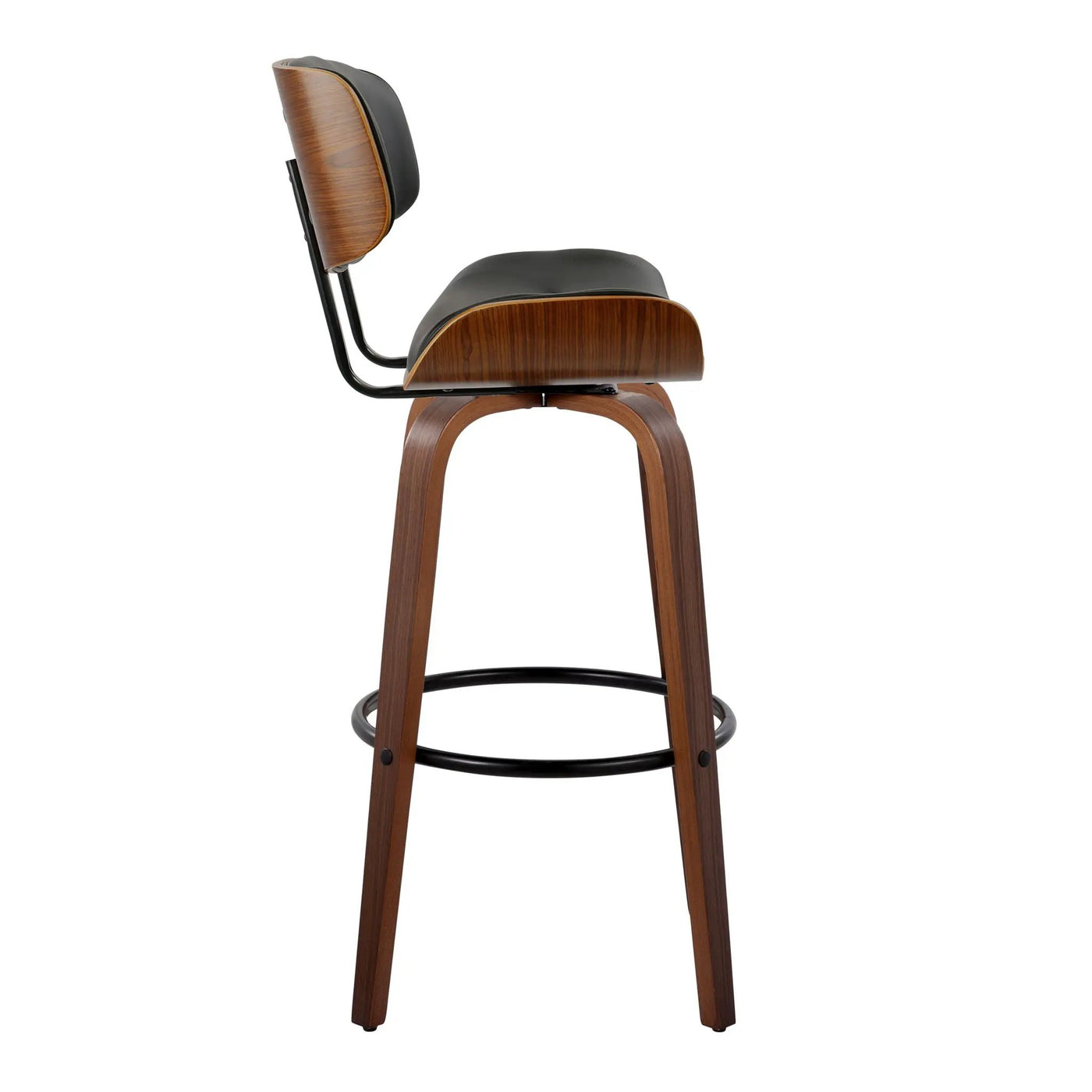 Lombardi - Mid-Century Modern Fixed Height Barstool With Swivel With Round Footrest (Set of 2) by HouseOfZazla