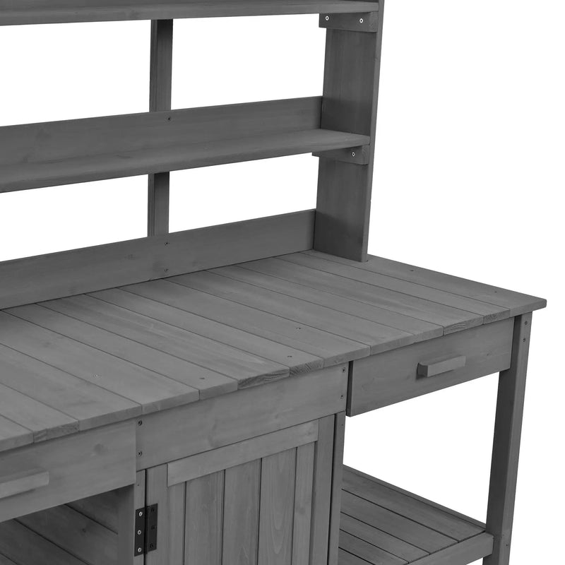 Topmax 66'' Large Outdoor Farmhouse Wooden Potting Bench Table by HouseOfZazla