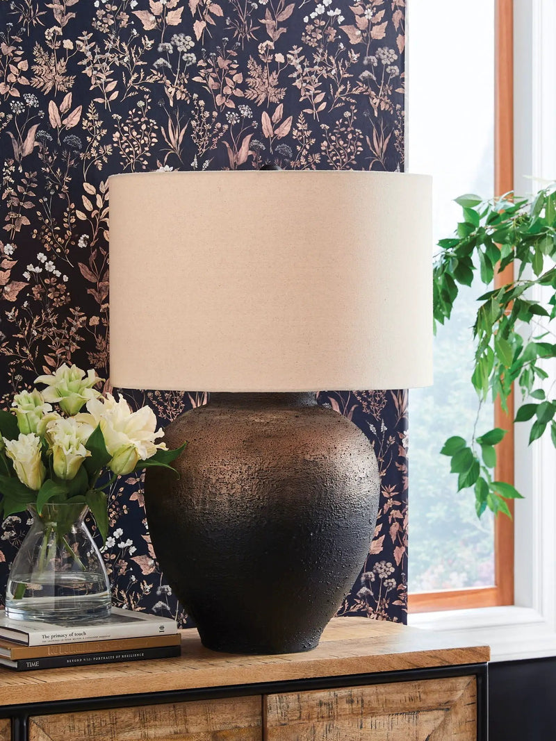 Newgerhard - Metal Table Lamp - Brown / Black by Unique Piece Furniture