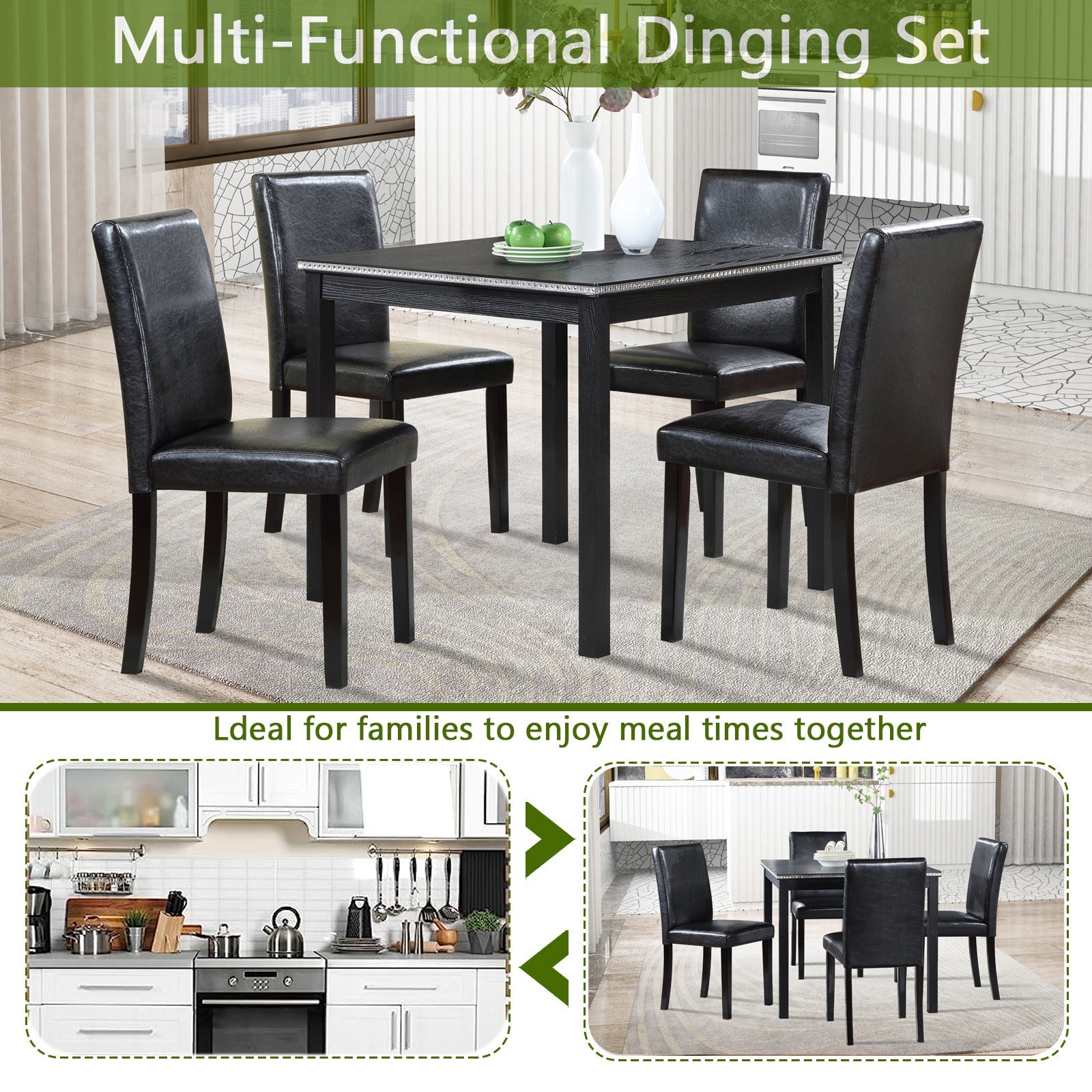 5 Piece Wooden Dining Table Set by BLAKHOM