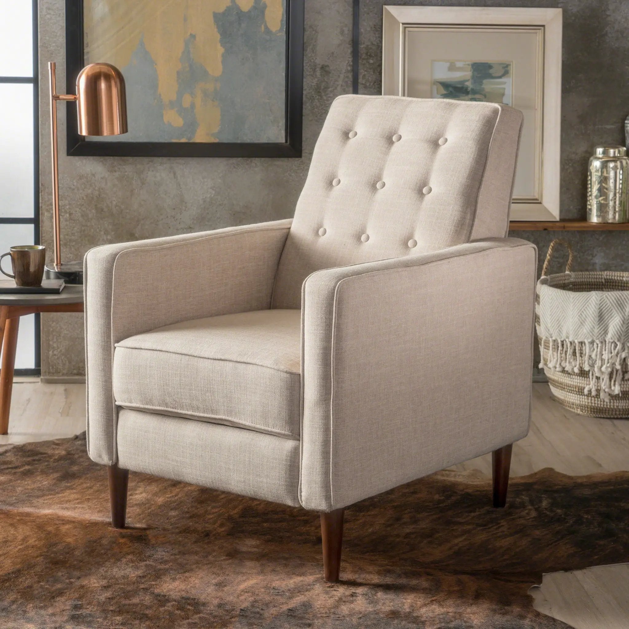 Mid-Century Modern Recliner With Button Tufted Waffle Stitch by HouseOfZazla
