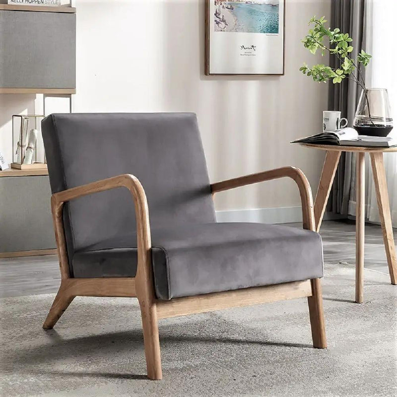 Classic Mid-Century Modern Accent Chairs, Open Framed Armchair With Cushioning by Unique Piece Furniture
