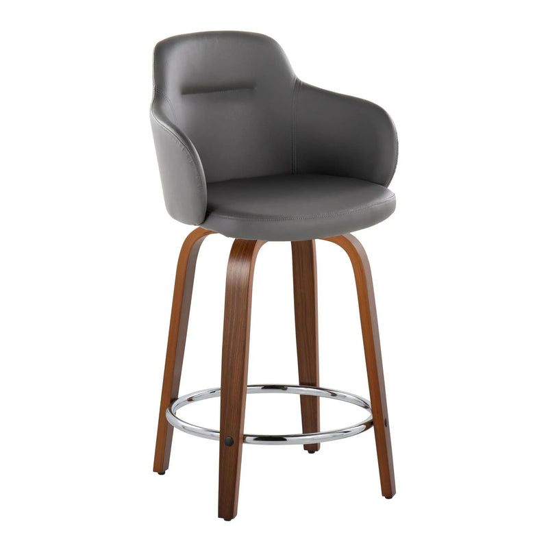 Boyne - Contemporary Fixed Height Counter Stool With Swivel With Round Footrest (Set of 2) by HouseOfZazla