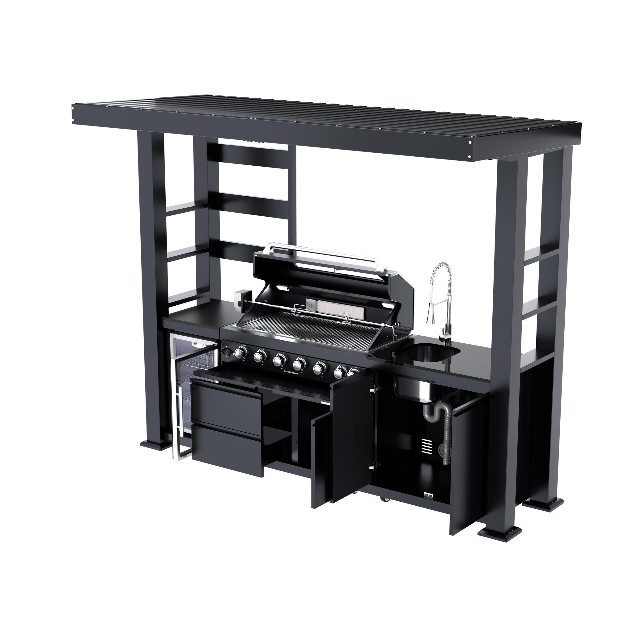 108-Inch 6-Burner Deluxe Outdoor Kitchen Grill by HouseOfZazla